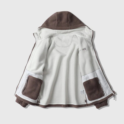 Pánska teplá bunda s kapucňou z umelého flísu s dvojitou stranou