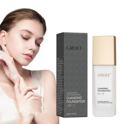 Tekutý make-up meniaci farbu