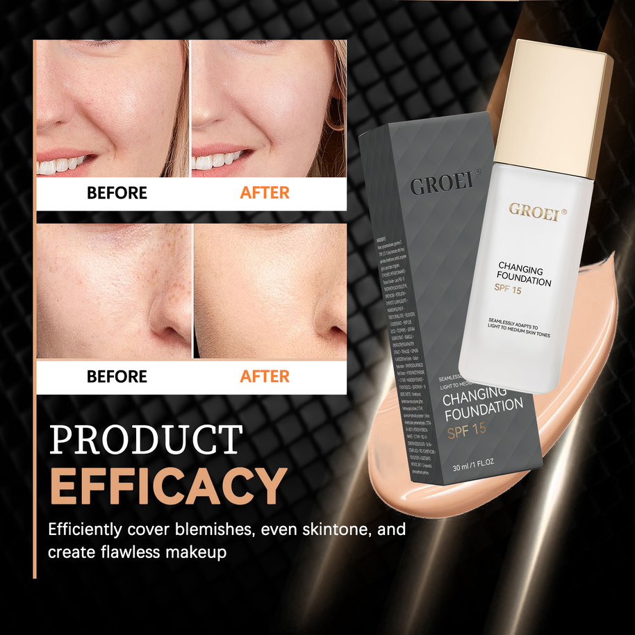 Tekutý make-up meniaci farbu