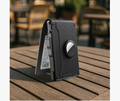 Pánska peňaženka s RFID blokovaním a slotom AirTag – Ručne vyrobená kožená peňaženka s držiakom na karty s rýchlym prístupom a veľkou kapacitou