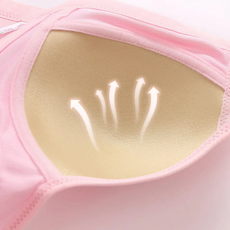 Priedušná bavlnená podprsenka so zapínaním vpredu, príjemná na pokožku