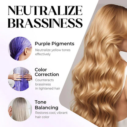 【🔥Nové produkty Horúci výpredaj】Fialová maska na blond vlasy – odstraňuje žlté tóny, obnovuje lesk a chráni farbu