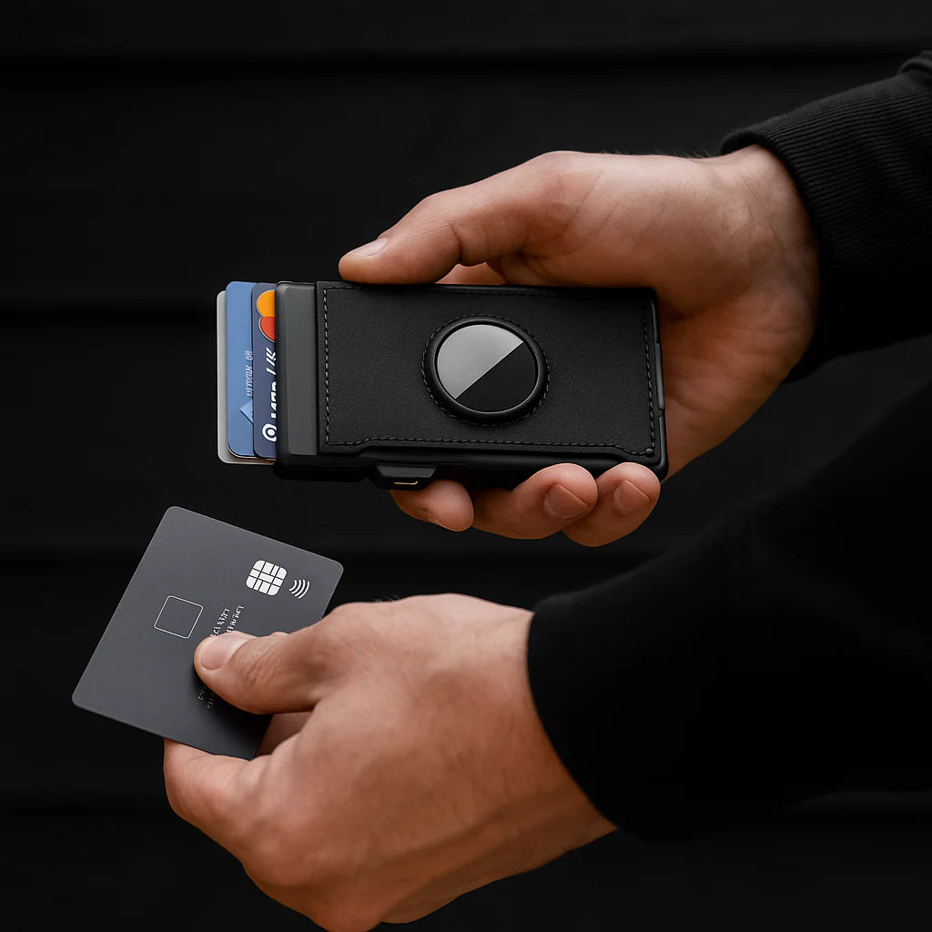 Pánska peňaženka s RFID blokovaním a slotom AirTag – Ručne vyrobená kožená peňaženka s držiakom na karty s rýchlym prístupom a veľkou kapacitou