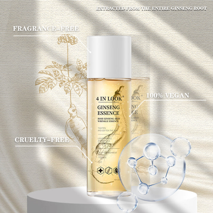Hydratačná esenciálna voda s ženšenom proti starnutiu – 100 % divoký ženšen z Himalájí, hlboká hydratácia a starostlivosť proti vráskam pre všetky typy pleti, spevňujúce séra na starostlivosť o pleť, jemný hydratačný krém