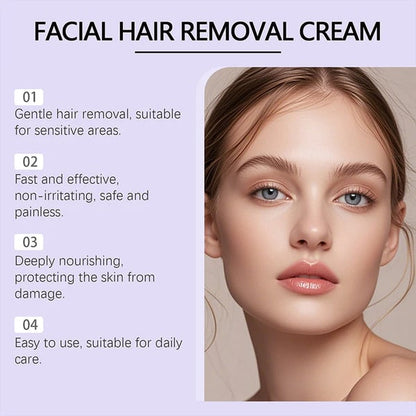 Jemný a bezbolestný krém na odstraňovanie chĺpkov na tvári