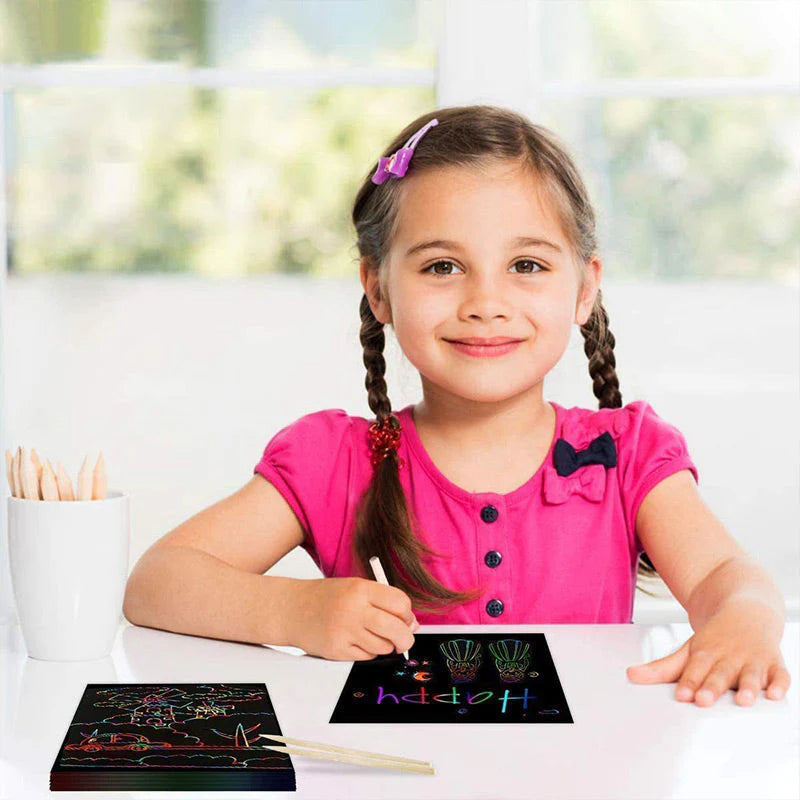 Sada na kreslenie dúhových papierov na škrabanie