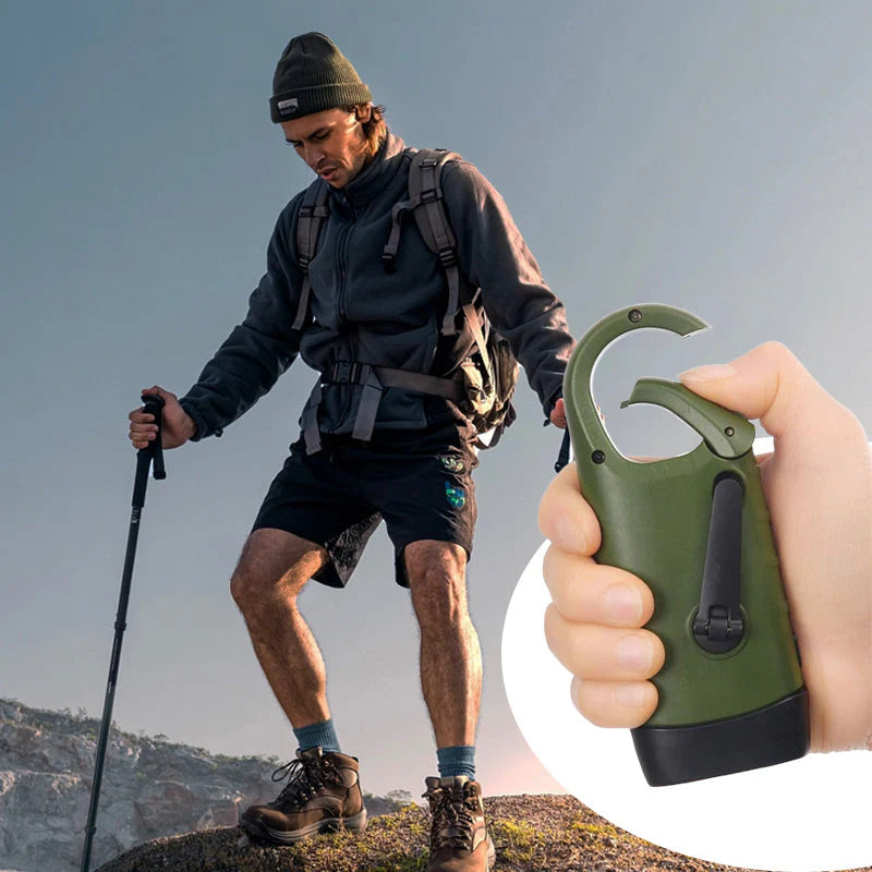 Vonkajšie núdzové svetlo (ručná kľuka + solárne panely + nabíjanie cez USB)