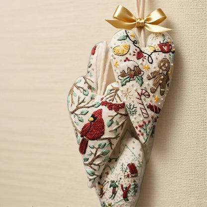 Ručne vyšívaná vianočná súprava v tvare srdca