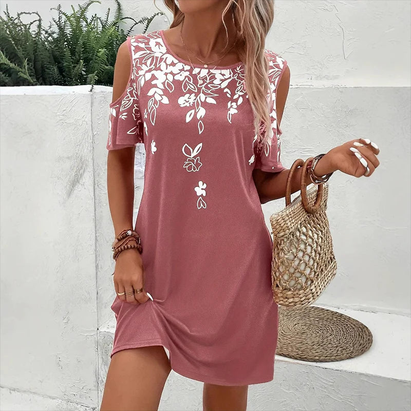 🔥👗【S-2XL】Midi šaty s kvetinovou potlačou a výstrihovými rukávmi