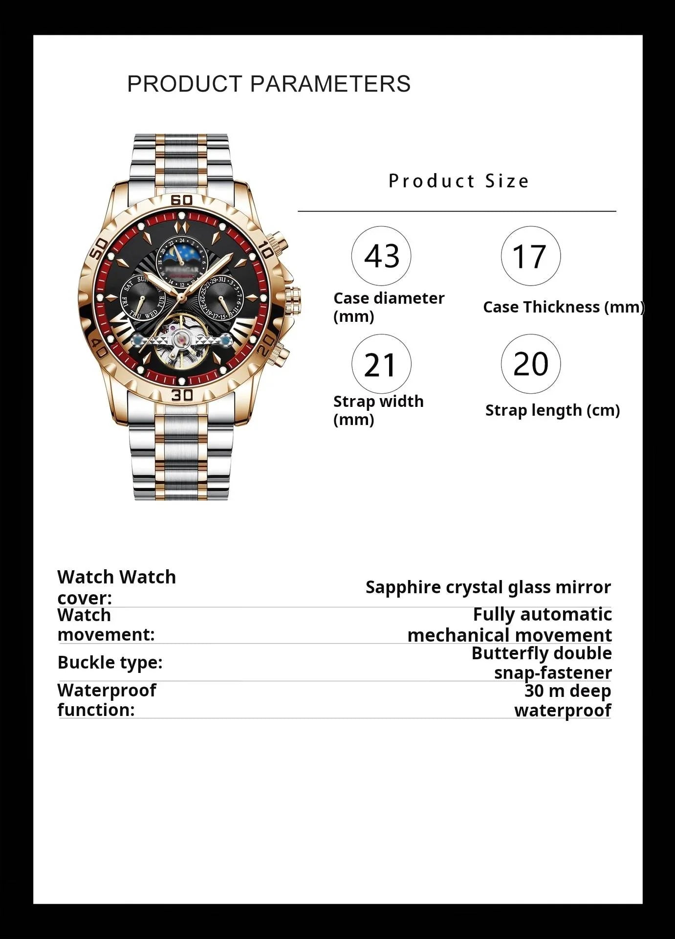 ⌚Úplne nové švajčiarske vodotesné automatické mechanické hodinky