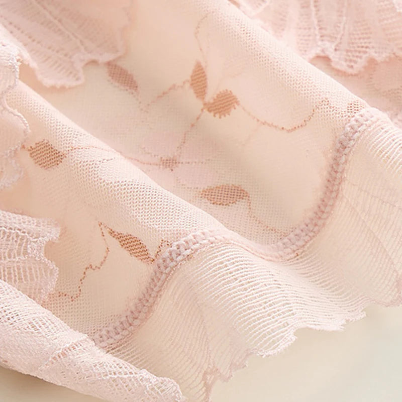 Dámske priedušné bezšvové nohavičky s vysokým pásom a čipkou