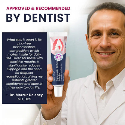 Termoplastické lepidlo na zubné protézy AdhereDent, odolná retencia zubných protéz