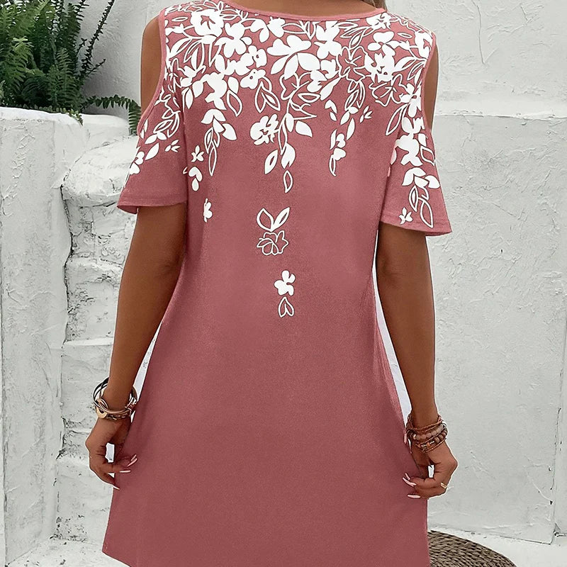🔥👗【S-2XL】Midi šaty s kvetinovou potlačou a výstrihovými rukávmi