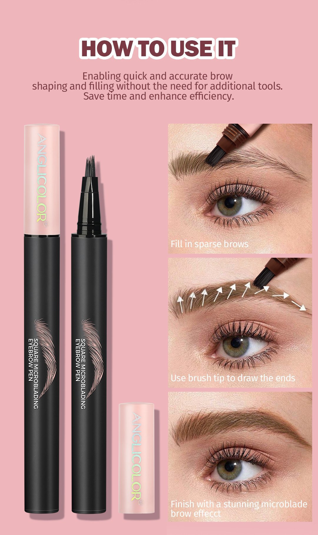 Tekutá pasta na obočie s uhlovým štetcom