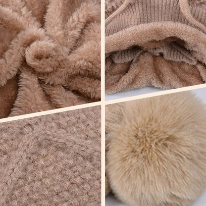 štýlová, hrubá pletená zimná čiapka s teplou pokrývkou tváre a šatkou