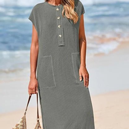 【X-2XL】🎀Dámske rebrované pletené maxi šaty