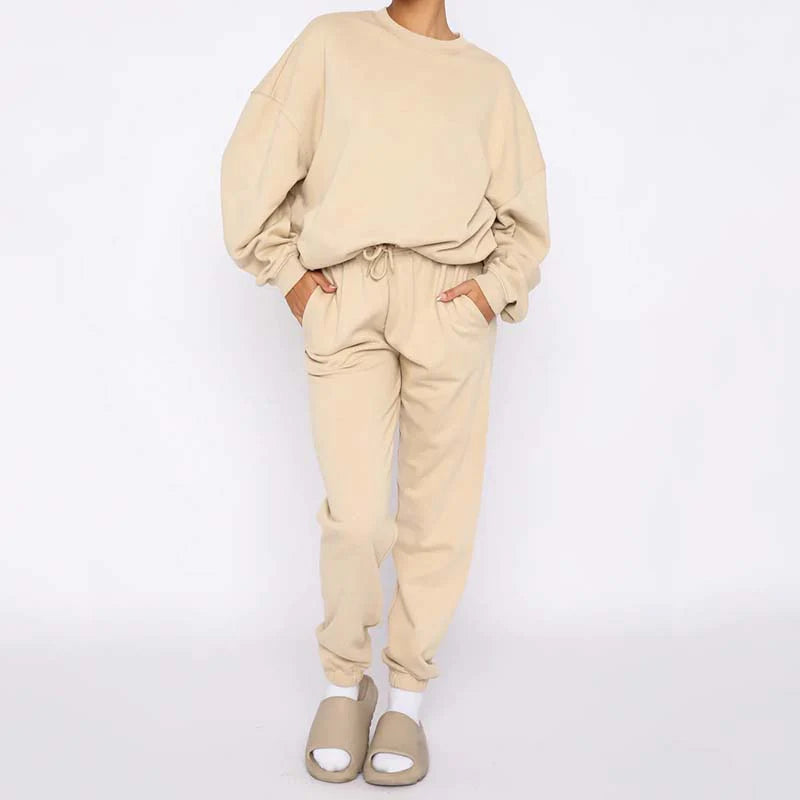 Dámska útulná dvojdielna súprava v jednofarebnej farbe