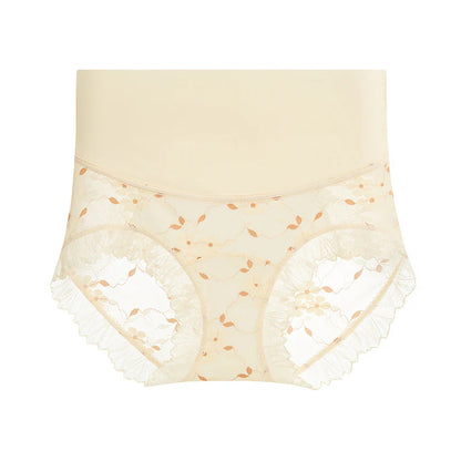 Dámske priedušné bezšvové nohavičky s vysokým pásom a čipkou