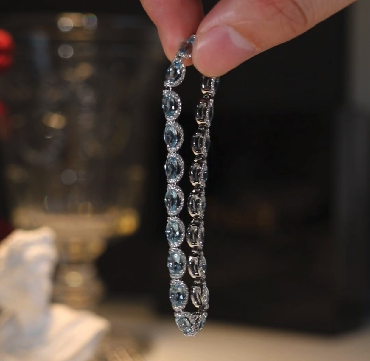 Ručne vyrobený akvamarínový prsteň