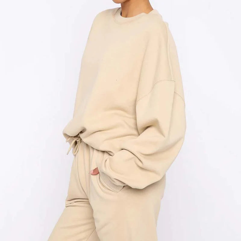 Dámska útulná dvojdielna súprava v jednofarebnej farbe