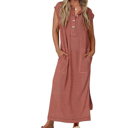 【X-2XL】🎀Dámske rebrované pletené maxi šaty