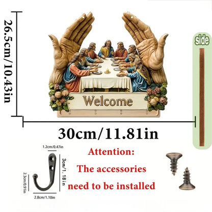 Nástenný dekoratívny drevený držiak na kľúče