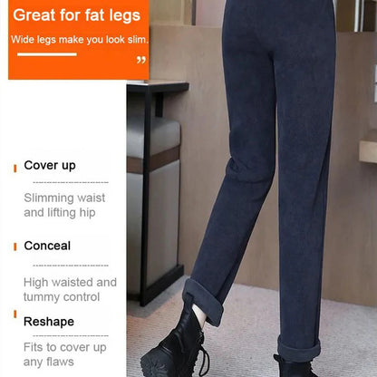 Teplé nohavice s vysokým pásom a vlnenou podšívkou