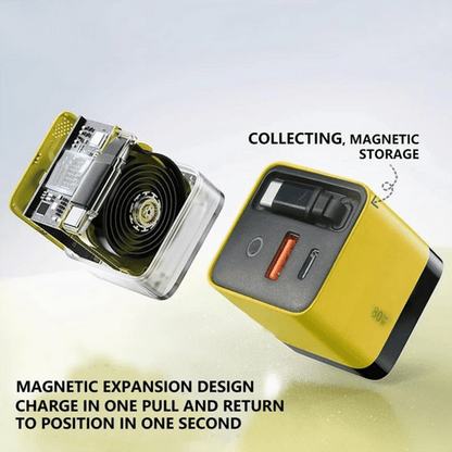 3 v 1 GaN nabíjačka, škálovateľný modul rýchlej nabíjačky s maximálnym výkonom 80 W s káblom typu C a 2 USB portami