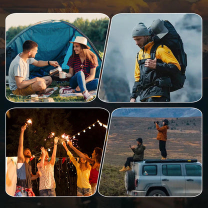 Vonkajšie núdzové svetlo (ručná kľuka + solárne panely + nabíjanie cez USB)