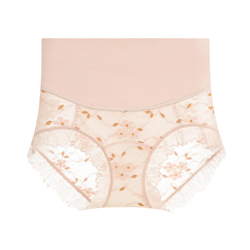 Dámske priedušné bezšvové nohavičky s vysokým pásom a čipkou
