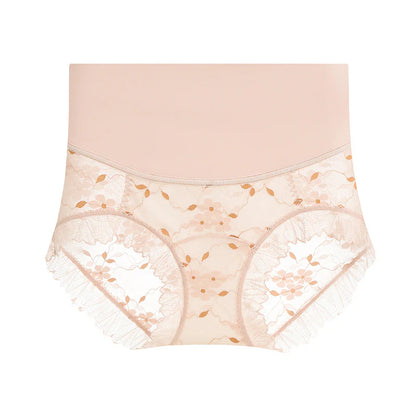 Dámske priedušné bezšvové nohavičky s vysokým pásom a čipkou