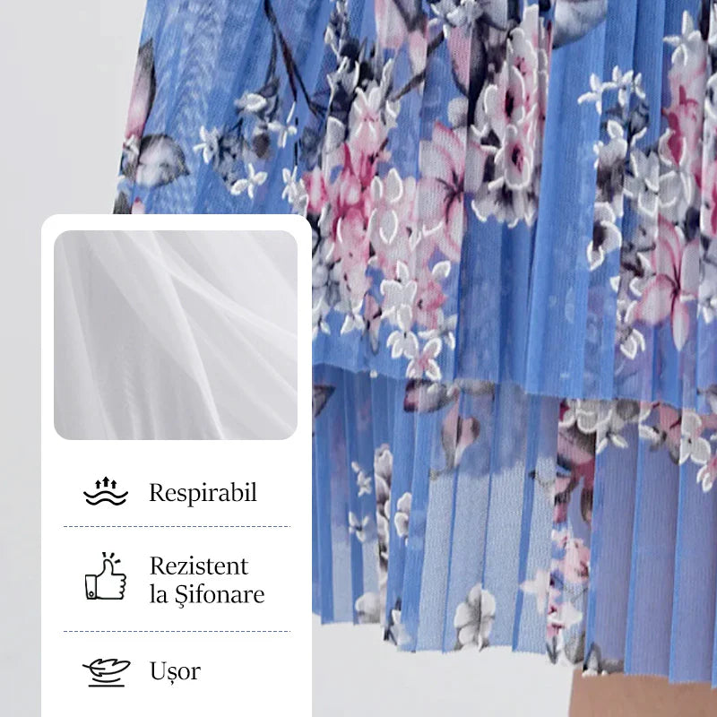 Dámske elegantné skladané dlhé šaty s krátkym rukávom