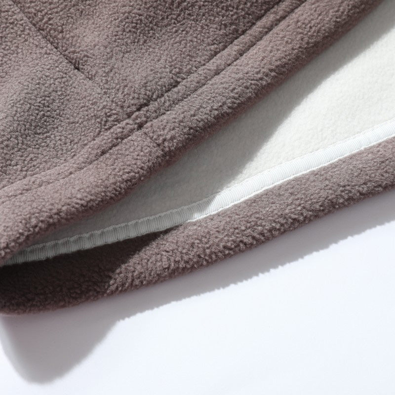 Pánska teplá bunda s kapucňou z umelého flísu s dvojitou stranou