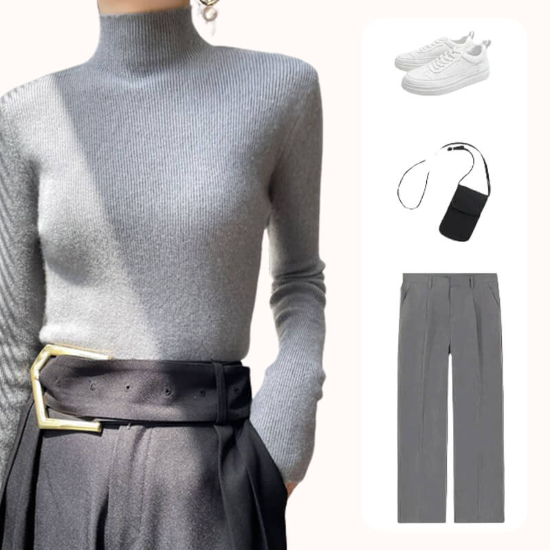 Pletený sveter do polovice s podšívkou