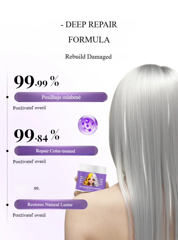 【🔥Horúci predaj🔥】Fialová maska na blond vlasy – opravuje poškodené vlasy, vyživuje a chráni ich, posilňuje proti vypadávaniu, obnovuje lesk a chráni farbu